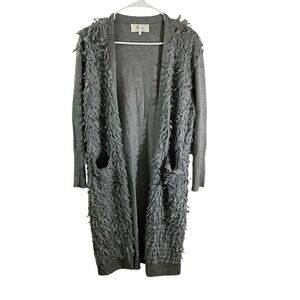The GREAT. Open Front Cardigan Sweater Wool Blend Gray Shawl